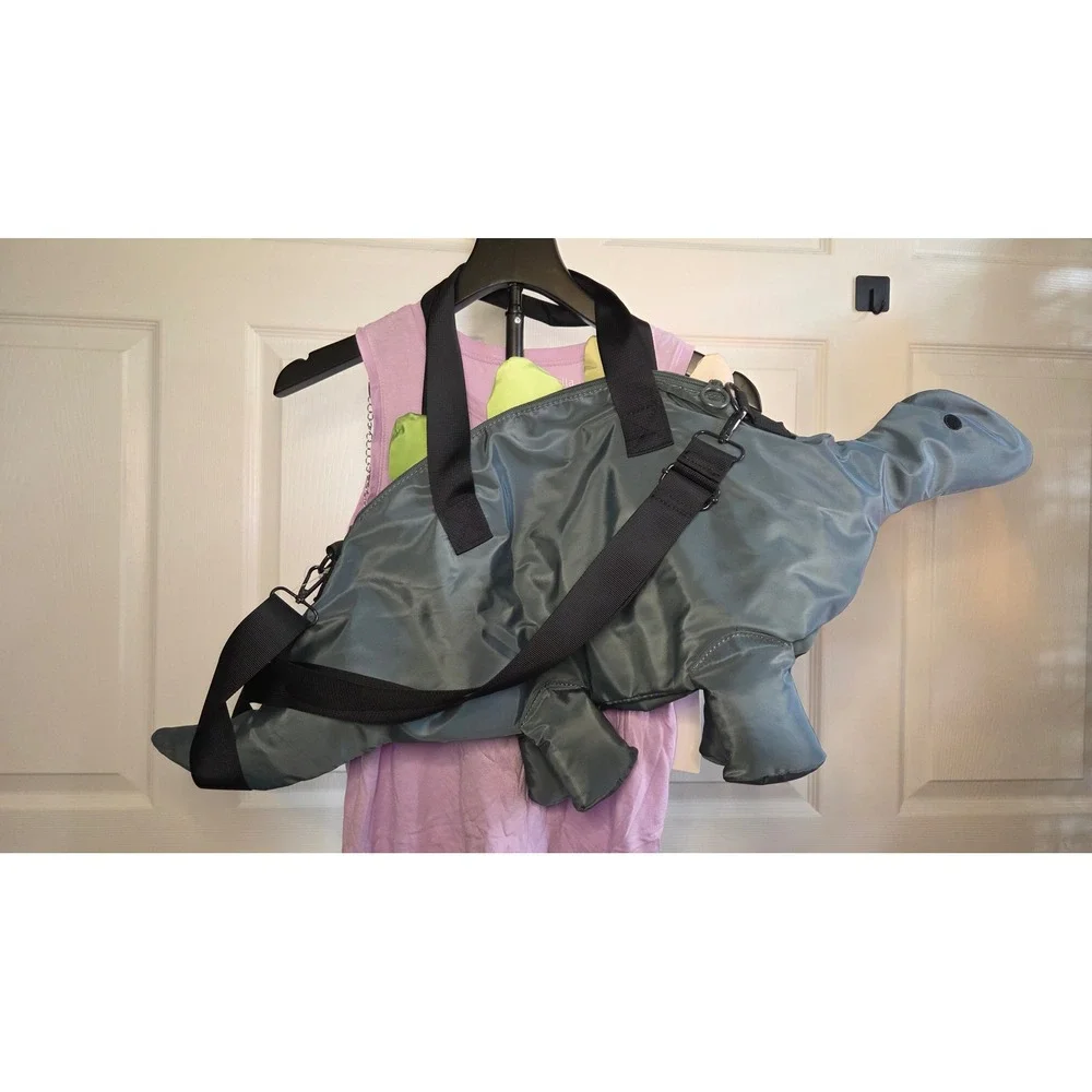 Cat & Jack Kids Dinosaur Duffel Bag Green Brontosaurus Travel Bag NWT